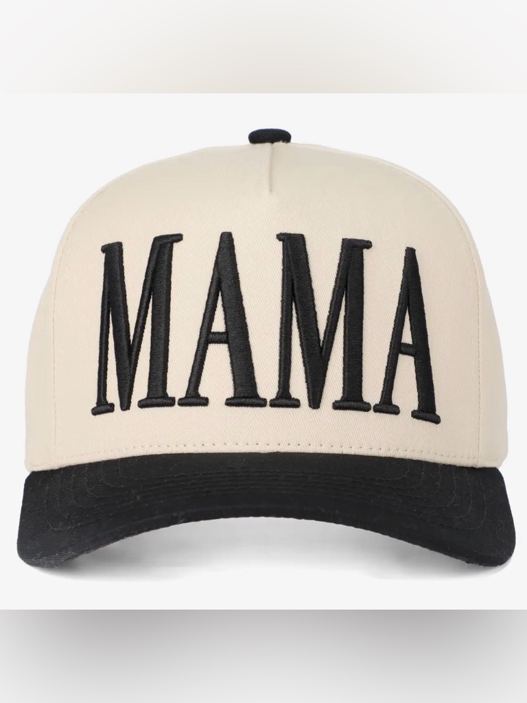 Cc Boutique Mama Trucker Hat In Cream And Black
